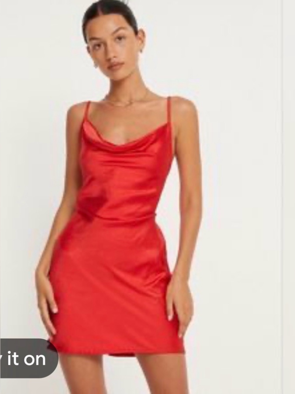 MESHKI Red Satin Lace-Up Back Mini Dress – Size Small - Picture 1 of 6